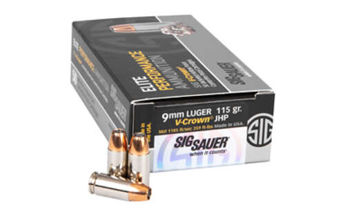 Ammunition Sig Sauer Elite Performance 9mm SIG AMMO 9MM 115GR JHP 50/500 • Model: Elite Performance